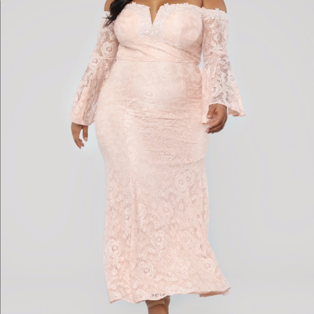 Plus Size Blush Lace Dress